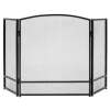 3-Panel Simple Steel Mesh Fireplace Screen w/ Rustic Worn Finish