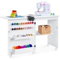 Folding Sewing Table Multipurpose Craft Station & Side Table w/ Wheels. New Blemish (see pictures)