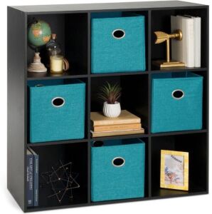 9-Cube Bookshelf Storage Display w/ 3 Removable Panels, Customizable Design