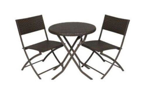 3 Piece Outdoor Patio Folding Rattan Hand Woven Bistro Set