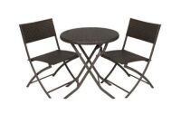 3 Piece Outdoor Patio Folding Rattan Hand Woven Bistro Set