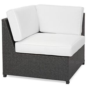 Wicker Patio Sofa Corner Piece, Grey w/ White Cushions