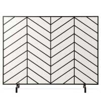 Single Panel Iron Chevron Fireplace Screen w/ Antique Finish - 38x31in