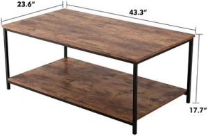 Industrial Style Coffee Table w/ Metal Frame