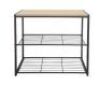 Brightroom 3 Tier Shoe Rack Black Metal with Natural Wood&nbsp;