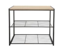 Brightroom 3 Tier Shoe Rack Black Metal with Natural Wood&nbsp;