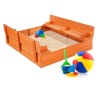 Kids Cedar Sandbox w/ Sand Screen, 2 Benches - 47x47in, Appears New