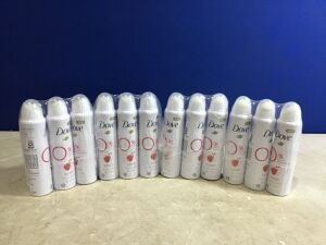 Case of (12) Dove 0% Aluminum Deodorant Spray, Pomegranate & Lemon Verbena