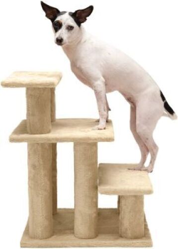 Furhaven Pet Steady Paws 2 or 3 Step Pet Stairs, Up to 22", Cream - Appears New