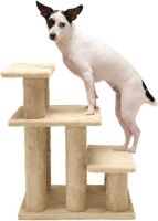 Furhaven Pet Steady Paws 2 or 3 Step Pet Stairs, Up to 22", Cream - Appears New