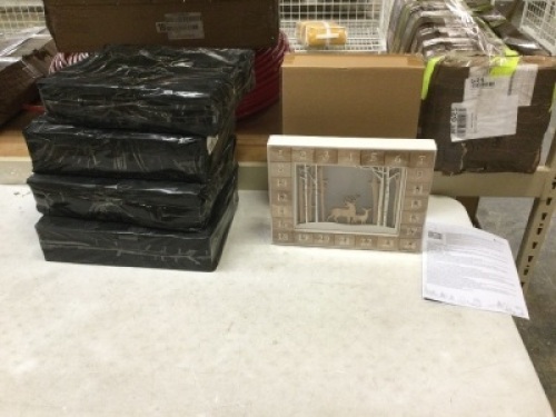 Lot of (5) New Lighted Wooden Advent Calendars