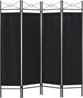 6ft 4-Panel Folding Privacy Screen Room Divider w/Steel Frame, Black