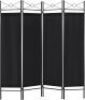 6ft 4-Panel Folding Privacy Screen Room Divider w/Steel Frame, Black
