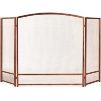 3-Panel Simple Steel Mesh Fireplace Screen w/ Rustic Worn Finish - 47x29in