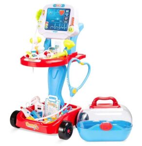  Play Doctor Kit for Kids, Boys & Girls with 17 Accessories, Mobile Cart