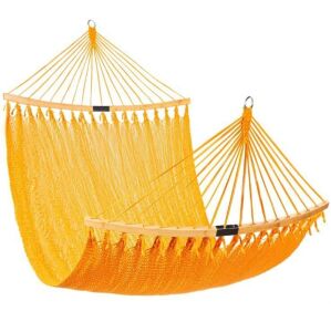 2-Person Woven Polyester Hammock w/ Curved Bamboo Spreader Bar, Carry Bag