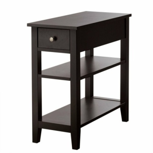 3-Tier Nightstand Bedside Table Sofa Side With Double Shelves Drawer