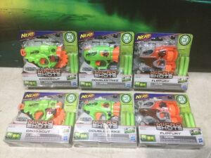 Case of (6) NERF MicroShots Zombie Strike Blasters 