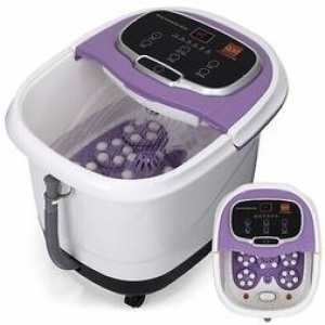 Automatic Heated Shiatsu Massage Foot Bath Spa w/ Pumice Stone, Purple/White. NEW