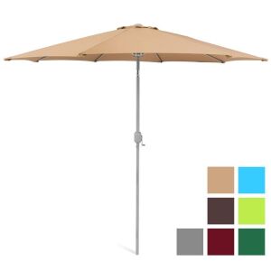 9-Foot Outdoor Aluminum Polyester Market Patio Umbrella w/Crank Tilt Adjustment