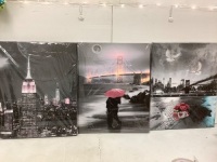 Lot of (3) Decorative Canvases, New