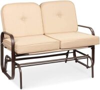 2-Person Outdoor Patio Glider Loveseat Rocking Chair w/ UV-Resistant Cushions