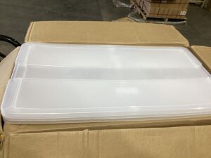 Lot of (3) Sterilite 110 Qt Latch Storage Boxes - 1 Missing Latches