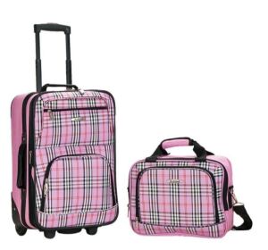 Rockland Pink Cross 2 Piece Luggage Set 