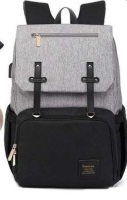 Lot of (2) FAMICARE Diaper Bags&nbsp;w/ USB Port, Black & Gray. New.