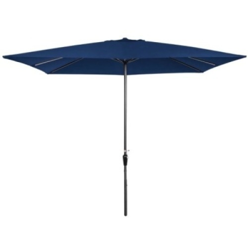 8x11ft Rectangular Patio Umbrella w/ Crank, Fade-Resistant 210G Polyester Fabric - Navy Blue&nbsp;