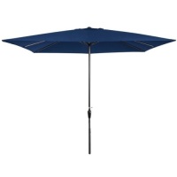 8x11ft Rectangular Patio Umbrella w/ Crank, Fade-Resistant 210G Polyester Fabric - Navy Blue&nbsp;