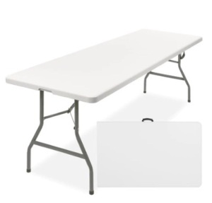 8ft Portable Folding Plastic Dining Table w/ Handle & Lock, White, Appears New