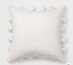 Threshold Square Textured Cotton Tassel Decorative Throw Pillow (x2), White, Appears New