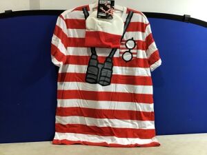 Case of (6) Where's Waldo Men's T Shirt & Beanie Combo, XL 