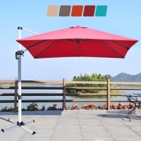 10ft Square Patio Offset Cantilever Umbrella 360 Degree Tilt Aluminum Red&nbsp;