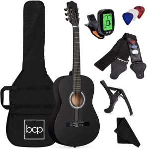 Beginner Acoustic Guitar Set w/ Case, Strap, Digital Tuner, Strings - 38in 