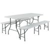 3-Piece 6ft Portable Folding Weather-Resistant Resin Table and Bench Set Combo