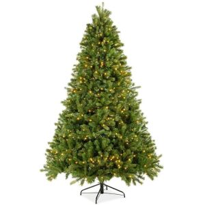 7.5' Pre-Lit Realistic Douglas Fir Christmas Tree w/ 8 Light Sequences, Base