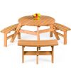 6-Person Circular Wooden Picnic Table w/ Benches