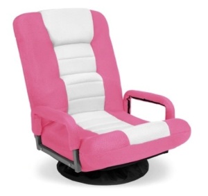 Gaming Floor Chair w/ 360-Degree Swivel, Armrest, & Adjustable Backrest, Pink/White, Appears New