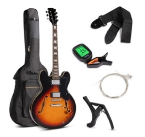 All-Inclusive Semi-Hollow Body Electric Guitar Set, Sunburst, Appears New