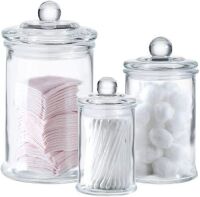Whole Housewares Glass Apothecary Jars, 3 Piece Set - NEW