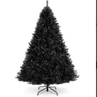 6'&nbsp;Black Artificial Christmas Tree w/ Easy Assembly, Foldable Metal Stand