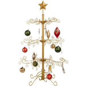 Wrought Iron Christmas Tree Ornament Display w/ Easy Assembly, Stand - 3ft