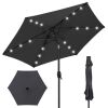 Outdoor Solar Patio Umbrella w/ Push Button Tilt, Crank Lift - 7.5ft