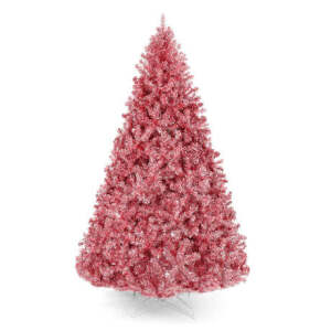 Pink Artifical Tinsel Christmas Tree w/ Foldable Stand 