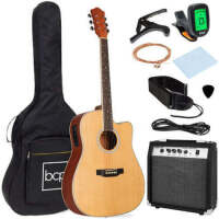 Beginner Acoustic Electric Cutaway Guitar Set w/ Case, Strap- 41in