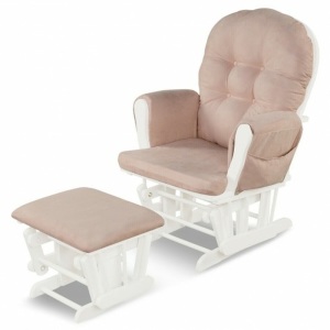 Solid Wood Gliding Chair Set with Pockets And Ottoman 