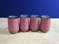 Lot of (4) Room Essentials Double Wall Stainless Steel Vacuum Wine Tumbler, 11 oz&nbsp;