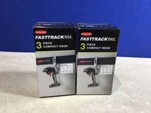 Lot of (2) Rubbermaid 3pc FastTrack Garage Storage Wall Mounted Compact Hooks